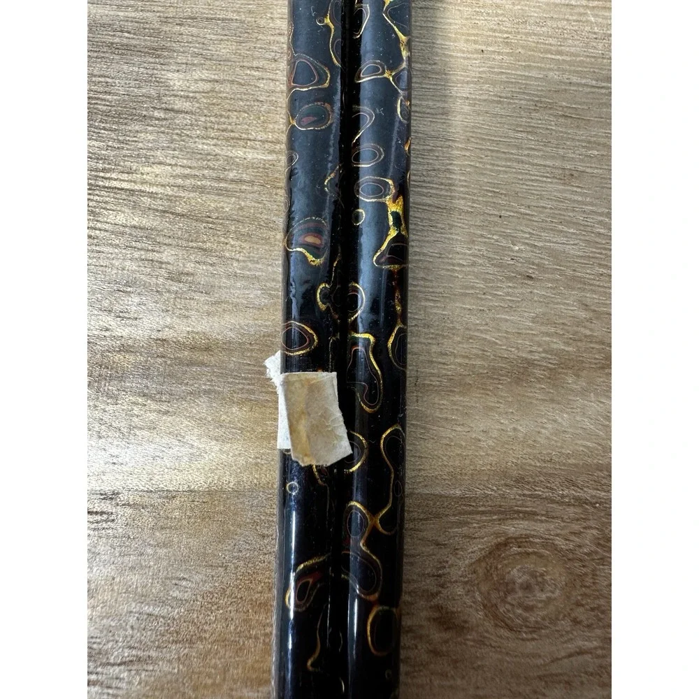 Vintage lida's‎ Japan Unique Lacquered Black Gold Japanese Chopsticks New